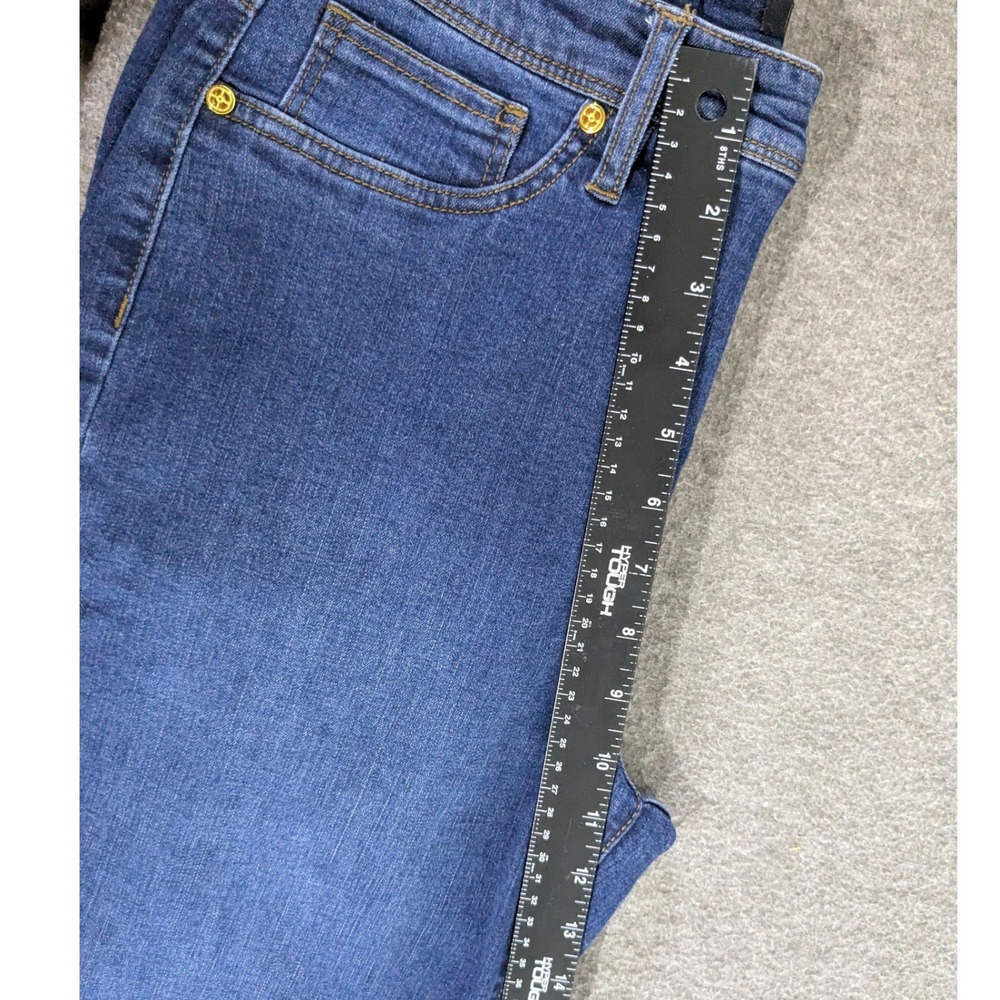 IMAN Women's Jeans Size 12 Dark Wash Blue Denim Bootcut Flare Gold Hardware - Picture 6 of 9